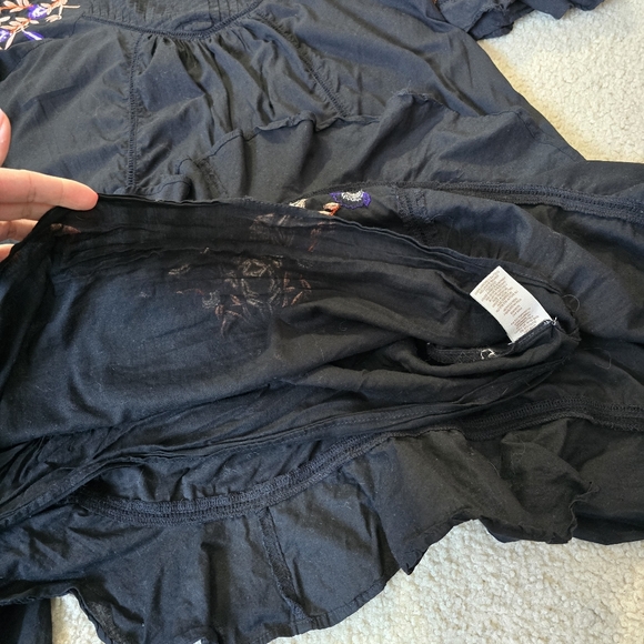 Free People Black Mini Dress with Purple Embroidery - Picture 10 of 16
